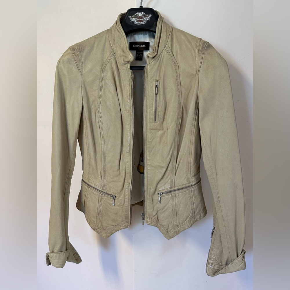 Danier Leather Genuine Jacket, Cream/Beige